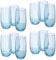 Queensway Home & Dining 12-Piece Coloured Glass Tumbler Set - Stylish, Durable Drinkware for Cocktails, Juices & Everyday Use - 500ml Light Blue Dishwasher Safe Glasses