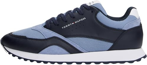 Tommy Hilfiger Runner Sneaker Hombre New Eva Mix de Piel, Azul (Brisk Blue), 45