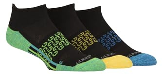 Glenmuir Men's Sport Trainer Socks - Technical, Cushioned, Breathable, Arch Supports, Short, Low, Sports, Gym, Exercise, Running, 3 Pair Multipack Size 7-11 Black Green/Blue