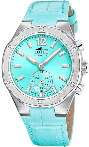 Lotus Reloj Mujer 18972/4 Connected Caja de Acero Inoxidable 316l Plateado Correa de Piel Azul