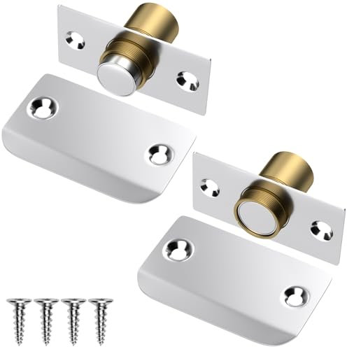 Magnetic Ball Catches for Internal Doors Jiayi 2 Pack Door Ball Latch Magnetic Ball Door Catch, Silver Roller Catch Ball Top Door Hardware for Hidden Pantry Cupboard Closet Magnetic Door Lock Closing