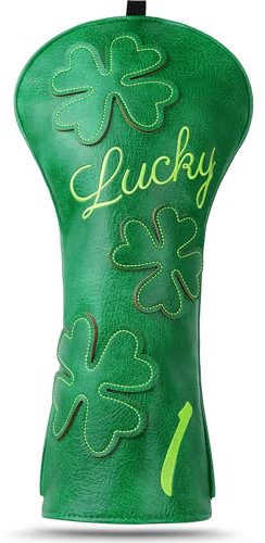Golf Club Head covers for Driver 460CC DR #1 Elastic Closure Green PU Leather Clover