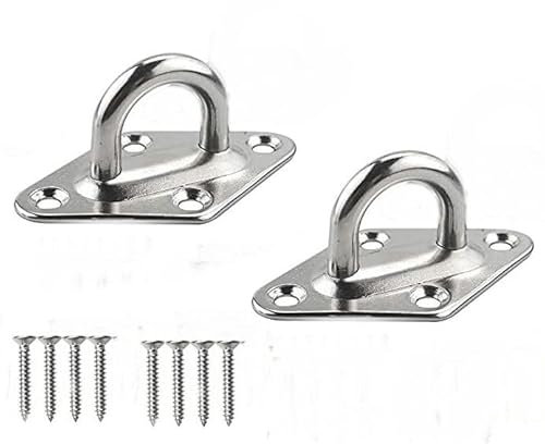 JY-MARINE Ganci per appendere amaca, in acciaio inox 304, resistenti, con bulloni a vite, ganci da parete per amaca, montaggio a parete/soffitto, per appendere sedie o altalene, confezione da 2 (5 mm