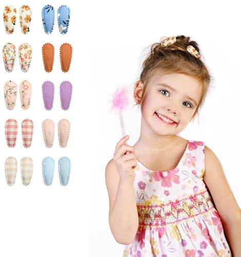 20 Stk Mini Haarspangen Kinder, Stoff Haarspangen Mädchen, Mehrfarbig Baby Haarspangen, Leichte und Nicht Beschädigende Haarspangen Baby