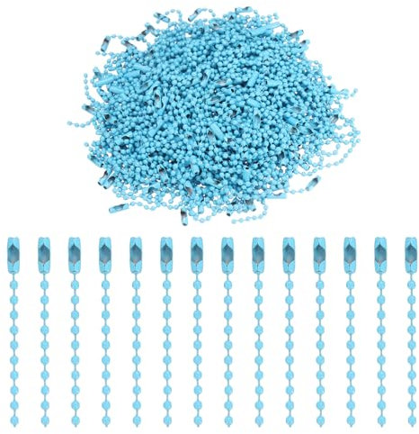 sourcing map 220pcs Metal Ball Bead Chain, 100mm Long Bead Connector Clasp Dog Tag Hanging Chain for Key Chains Tags Craft Projects Jewelry Making, Light Blue