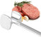 Professional Meat Tenderiser Mallet, Double-Sided Metal Head, Stainless Steel with Black Ergonomic Handle (Aluminium, Silver)