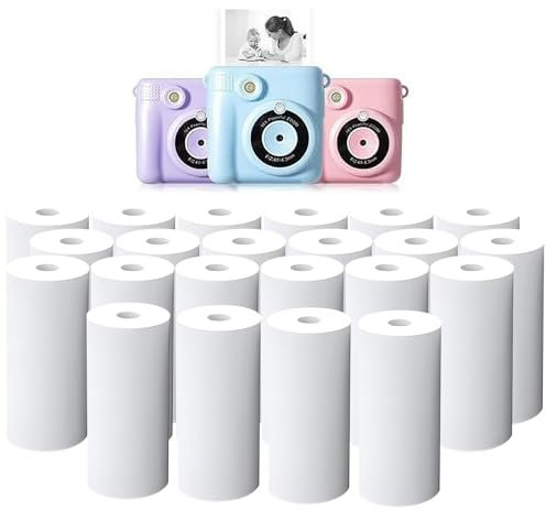 22 Rollen Nachfüllpapier für Kinderkamera - Thermopapier für Kinderkamera Weiß, Sofortbildkameras 57mm x 25mm x 7m Thermorollen, Kamera Kinder Sofortdruck Papier (Weiß)