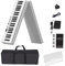 Musical Keyboard For Beginner Folding Piano 88 Keys Adult Electronic Piano Beginners Midi Controller Musical Keyboard Portable Electric Organ(White,US)