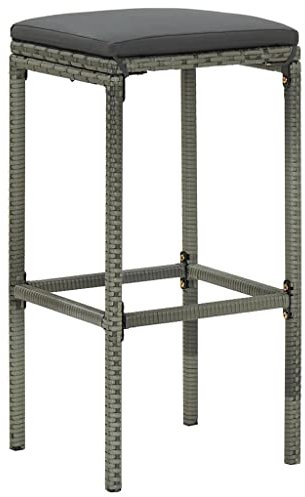 Generico Kangqiling Barhocker mit Kissen, 2 Stück, grau aus Polyrattan, grau, 313441