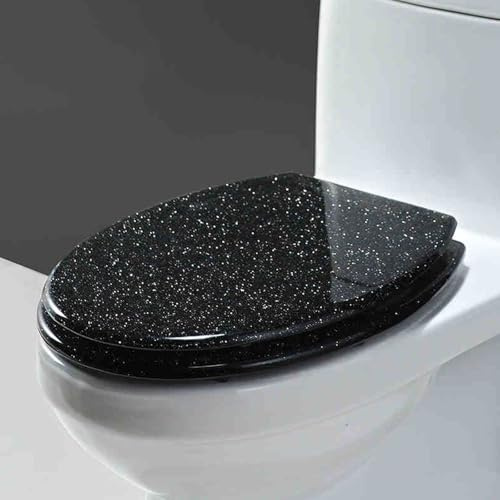 Cammeciso Toilettensitz aus Harz,Toilettensitz aus transparentem Harz,WC Sitz Aus Harz Mit Schnellverschluss,WC Sitz Toilettendeckel Glitzer,Transparenter Harz-WC-Sitz,Langsam Soft Close.