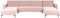 Canapé d'Angle Modulable Forme de U Convertible en Lit avec 2 Chaises Longues Capitonné Velours Rose Pastel Aberdeen