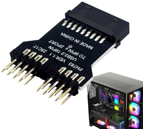 Carte mère - Adaptateur USB 3.0 Double 9 Broches USB 2.0 - Adaptateur hub Plug & Play - Multiplier de Ports pour Extension