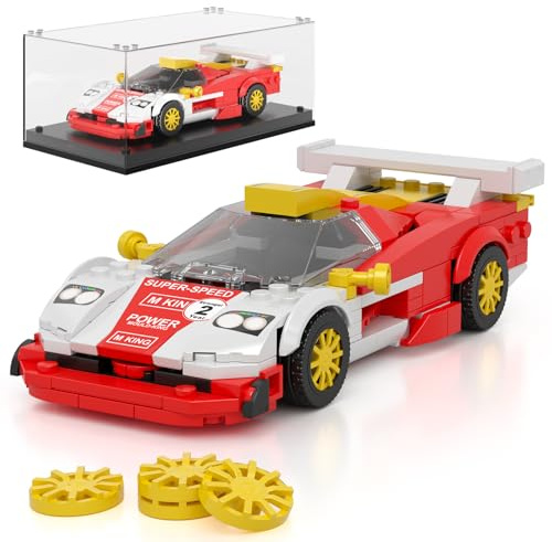 Mould King 27089 Technik Speed Champion Sportwagen Klemmbausteine Auto Bausteine Rennwagen Bauspielzeug mit Acryl Vitrine Modellautos zum Sammeln (385 Teile)