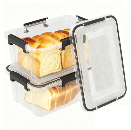 Buyitt 10L 2-Pack Clear Airtight Storage Boxes, Leakproof, BPA Free, F | Reusable Plastic Containers with Lids, Food Containers, Stackable Plastic Organizer Bins for Pantry, Fridge