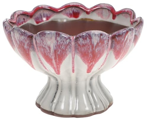 jojofuny Pot de Fleur Violette Traditionnelle pour Plantes et Cactus Pot Chinois Décoratif Compact pour Intérieur Cache-Pot avec Bord Lisse pour Bureau et Maison