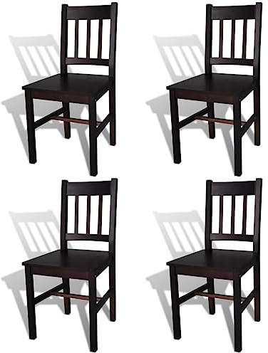 Zeehear Esszimmerstühle 4er Set, Dunkelbraun, Massives Kiefernholz, Ergonomisches Design, 41,5x45,5x86 cm, Stabile Küchenstühle für Esstisch, Hohe Belastbarkeit
