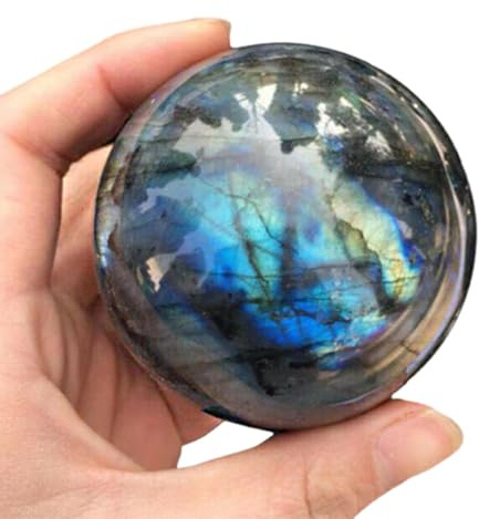 Gemstone Ball Labradorite Tumble Crystal Ornament Magic Round Sphere Collection Home Office Decoration,10cm/3.9in Gemstone Stone