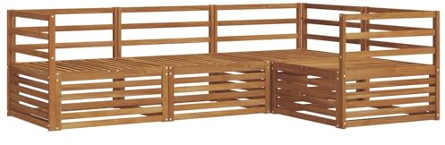 vidaXL Outdoor-Sofagarnitur 4 pcs Natur, Moderne Garten-Sofa-Ecke, haltbare Lounge-Möbel für draußen, gemütliche Terrasse-Sitzgelegenheiten