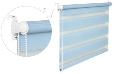 DOPPELROLLO DUOROLLO 75 CM BREIT 200 CM LANG Hellblau INKL. SEILZUG FENSTERROLLO KLEMMROLLO JALOUSIE