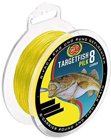 WFT TF8 Pilk gelb 220m - geflochtene Angelschnur zum Meeresangeln, Schnur zum Pilkangeln, Pilkschnur, Dorschschnur, Meeresschnur, Durchmesser/Tragkraft:0.15mm / 12kg Tragkraft