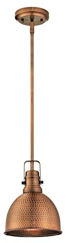 Westinghouse Lighting 61038 One-Light Indoor Pendant, Washed Copper Finish with Hammered Shade,20 cm