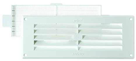 Brinox B72620B - Rejilla horizontal con mosquitera (Pequeña 10,5 x 27 cm) color blanco