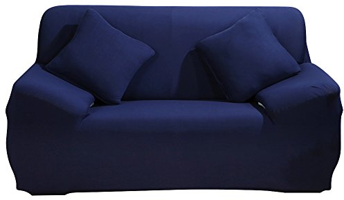 ele ELEOPTION Sofa Überwürfe Sofabezug Stretch elastische Sofahusse Sofa Abdeckung in Verschiedene Größe und Farbe Herstellergröße 95-140cm (Dunkelblau, 2 Sitzer für Sofalänge 130-170cm)