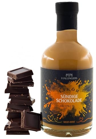 Hallingers Genuss Manufaktur Edel-Sahnelikör Geschenk - von Hand abgefüllt in wertiger Geschenkflasche Schokolade 17% vol., Geschenkidee für Frauen Männer