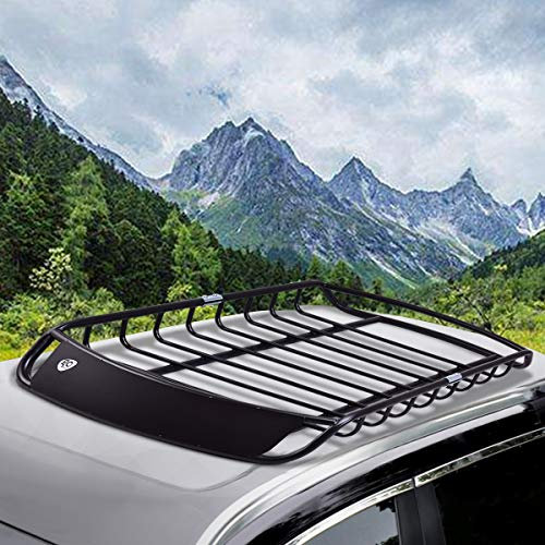 COSTWAY Porte-Bagage de Voiture en Métal Panier de Toit pour Voiture 120X98X16.5 CM Charge Max.110 kg Noir