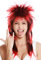 WIG ME UP - DH1069-P103TPC13 Perücke Fasching Karneval Punk Vokuhila Rocker wild 80s Wave toupiert lang schwarz rot