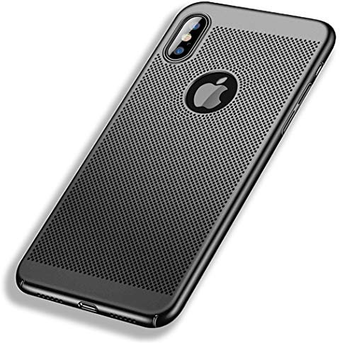Generic iPhone Xs Case, Ultra-Thin Bumper Hard PC Shockproof Anti-Scratch Sweatproof case [Breathable] Mesh Hole Heat Dissipating, iPhone XS, Black