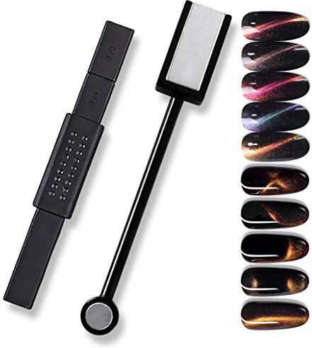 SILPECWEE 2 Pcs Double-Head Magnetic Wand 3d Cats Eyes DIY UV Gel Nail Polish Manicure Magnetic Pen Tools