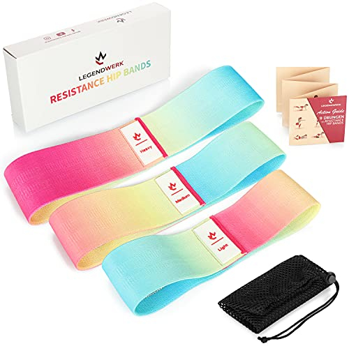 Legendwerk® Fitnessband Set S, M, L - Widerstandsbänder für Krafttraining - Fitnessbänder - Resistance Bands - Booty Band - Trainingsband (03 Stück - Rainbow)