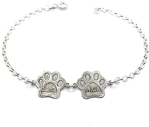 PULSERA PERSONALIZADA CON DOS HUELLAS DE PLATA DE LEY 925/1000 - MASBARATA.ES