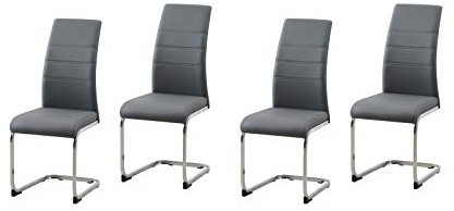 HTI-Line Schwingstuhl 4er Set PU grau SallyC Freischwinger Esszimmerstuhl Kunstleder
