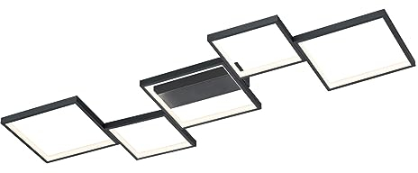 Trio Leuchten LED Deckenleuchten Sorrento 627710532, Metall Schwarz matt, inkl. 34 Watt LED, Switch Dimmer