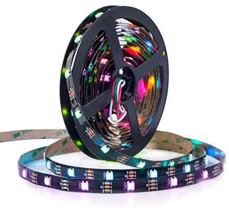 BTF-LIGHTING WS2812E Fili in lega ECO RGB 5050SMD Indirizzabile individualmente 5m 30Pixel/m Flessibile nero PCB Full Color LED Pixel Strip Dream Color IP30 Non impermeabile Progetti fai da te DC5V
