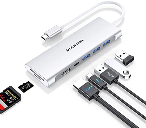 LENTION USB C Hub mit 4K HDMI, USB 3.0, SD&TF Kartenleser, 100W Aufladung, Typ C Adapter kompatibel 2024-2016 MacBook Pro/Air 13/14/15/16, New Mac Air/Surface, Chromebook,Thunderbolt 3/4