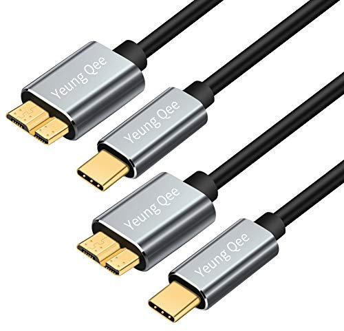 Yeung Qee USB C to Micro B Cable 50cm, Type C to Micro B Hard Drive Cable Compatible with Toshiba,Seagate,WD External Hard Drive,Galaxy S8/S9/S10, etc (0.5m,2 pack)