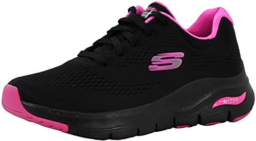Skechers - Arch Fit, Scarpe da donna, nero, rosa shocking, 36.5 EU