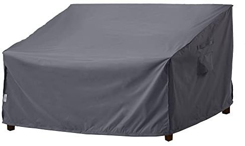 F&J Outdoors Abdeckung Gartensofa Grau Abdeckhauben für Garten Loveseats Umweltfreundlicher Stoff Wasserdicht UV Beständige 2-Sitzer Lounge Schutzhülle Gartenbänke Bank Plane 158x84x61/81cm