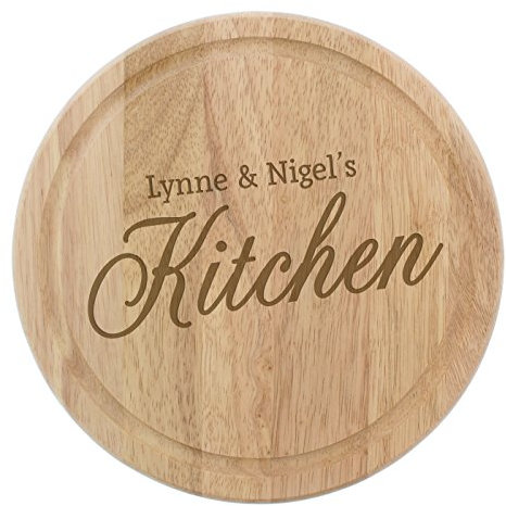 Personalised Chopping Board. Round Wooden Board