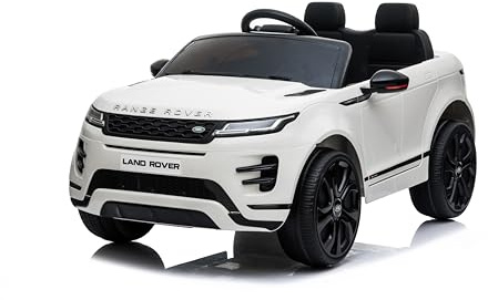 FINOOS elbil för barn Range Rover Evoque 12V - barnbil elektrisk med 2,4 GHz fjärrkontroll, 2 x 12V 35W motor, 1 till 4 år gammal (Vit)