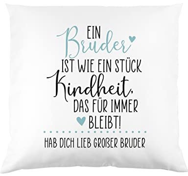Herz & Heim® Kissen (40x40) mit herzlichem Spruch für Bruder oder Schwester, personalisiert Bruder