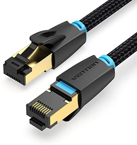 VENTION Cable Ethernet Cat 8,/ Cable de Red Trenzado Cable LAN 40Gbps con Conector RJ45, para Steam Deck, PS5/4, Xbox, PC, TV Box, Router, NAS, Cat 7, Cat 6a (2m)