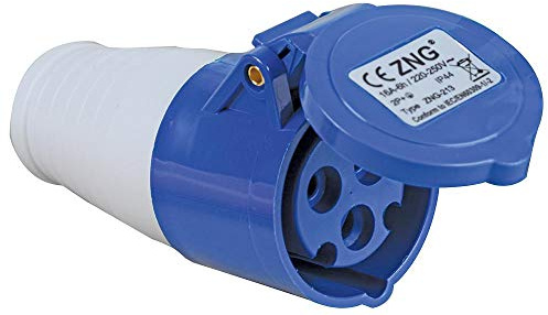 PRO ELEC 16A Industrial Pin & Sleeve Socket, 230V, 2P+E, IP44 Blue Cable Mount Connector – IEC 60309-2