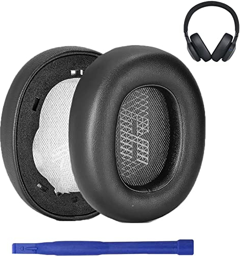 Aiivioll E65 Ersatz-Ohrpolster für JBL E65 (E65BTNC)/Live 650 (650NC 650BTNC)/Live 660 (660NC 660BTNC)/Duet NC Wireless Over-Ear Kopfhörer Ohrpolster (Schwarz)