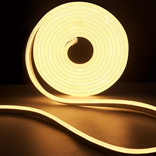 KSIBNW Neon LED Streifen Warmweiß, 50m Led Strip Mit Netzteil Und Led Controller,230V Flexibler Wasserdichter IP65 Neonlichtstreifen für Schlafzimmer, Innen und Außenbereich, DIY Dekoration