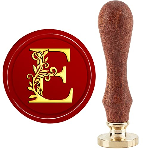craspire Wachs-Siegelstempel Initialen E Klassischer Vintage-Siegelstempel 30 mm/1.18 Zoll Abnehmbarer Messingkopf-Siegelstempel Mit Holzgriff Für Geschenkeinladungen, Grußkarten, Verpackung