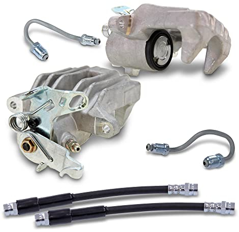 BESTPRICE 2x Bremssattel hinten links und rechts Bremszange ohne Halter Faustsattel, inkl. Bremsrohr Bremsleitung, Kompatibel mit A udi A3 (8P1), A3 Cabriolet (8P7), A3 Sportback (8PA), SEAT ALTEA (5P